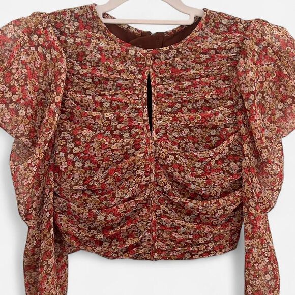Bardot Revolve Ruched Ditsy Floral Cottagecore Crop Top (XS, NWT) - Picture 4 of 6